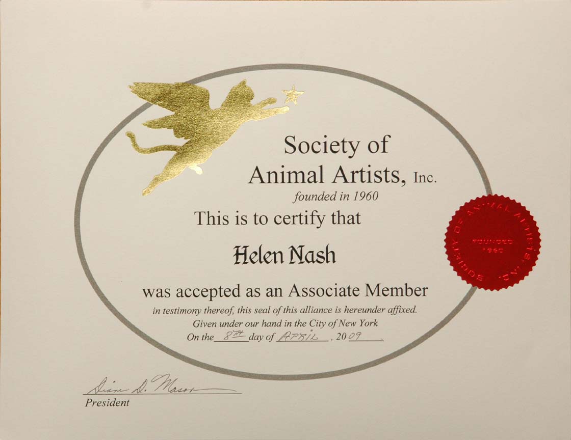 Society of Animal Artists Certificate